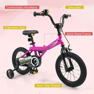 14-Inch Kids Bike with Removable Training Wheels Pink-Brave Hero
