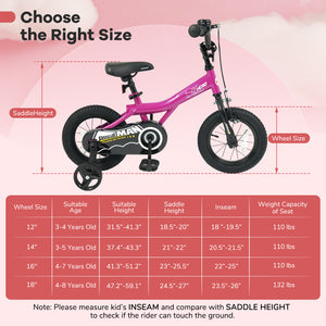 14-Inch Kids Bike with Removable Training Wheels Pink-Brave Hero