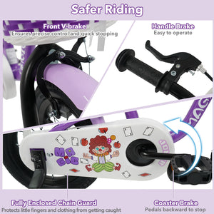 14 Inch Kids Bike with Training Wheels for Aged 3-5 Years Old - Magic Purple