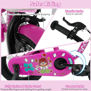 14 Inch Kids Bike with Training Wheels for Aged 3-5 Years Old - Magic Rose