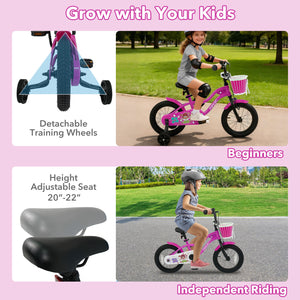 14 Inch Kids Bike with Training Wheels for Aged 3-5 Years Old - Magic Rose