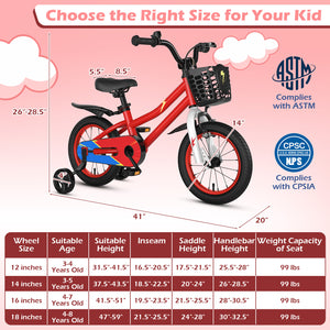 14 Inch Kids Bike Red with Blue Helmet Protective Set