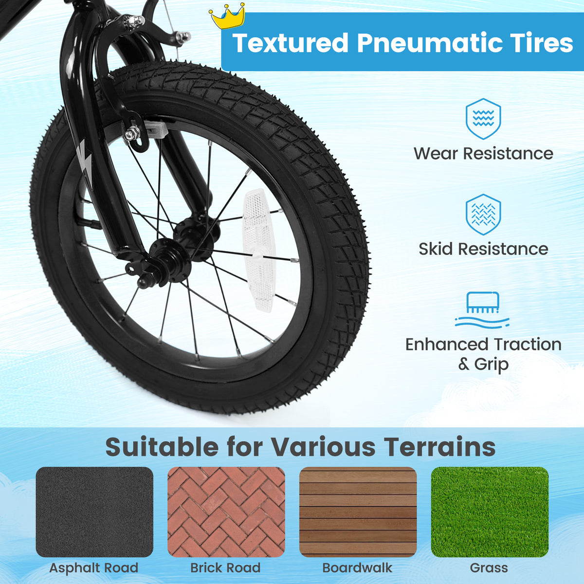 14 Inch Kids Bike with Training Wheels for Ages 3-5 Years Old Black- Street Art Time