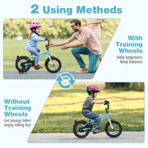 Kids Bike 18-Inch Children Training Bicycle with 2 Brake for 4-8 Years Old