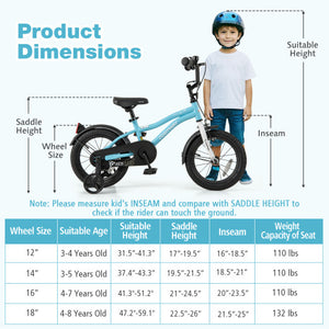 14-Inch Kids Bike for 3-5 Years Old Children Bicycle with Training Wheels