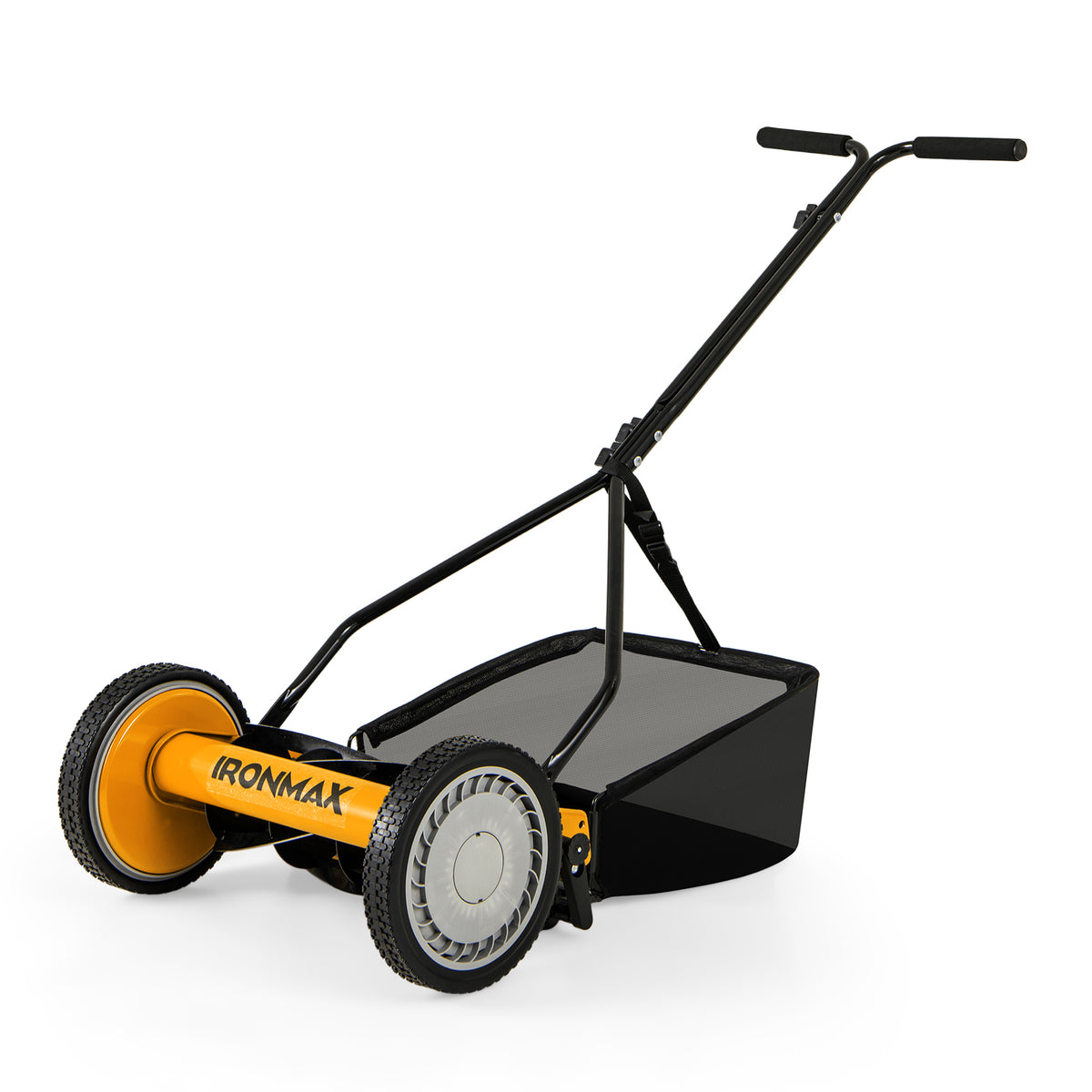 14 Inch Push Lawn Mower with 5 Steel Blades and Grass Catcher Bag-Orange