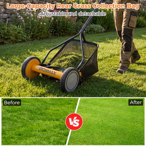 14 Inch Push Lawn Mower with 5 Steel Blades and Grass Catcher Bag-Orange