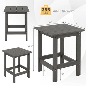 14 Inch Square Weather-Resistant Adirondack Side Table-Gray
