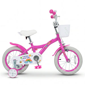 14 Inches Girls Bike for 3-5 Years Old with Basket - Spring Party  Pink