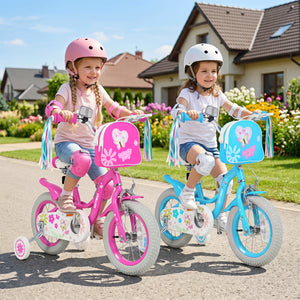 14 Inches Girls Bike with Front Bag and Streamers for 3-5 Years Pink