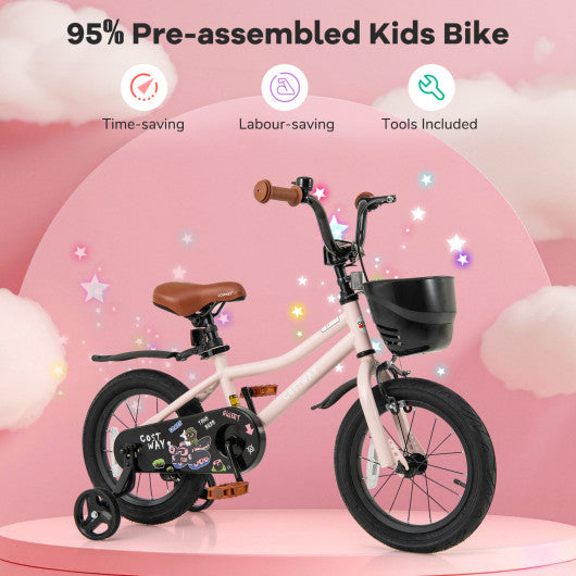 18 Inches Kids Bike with Basket and Adjustable Handlebar for 4-8 Years Old