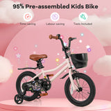 18 Inches Kids Bike with Basket and Adjustable Handlebar for 4-8 Years Old