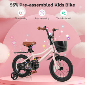 18 Inches Kids Bike with Basket and Adjustable Handlebar for 4-8 Years Old