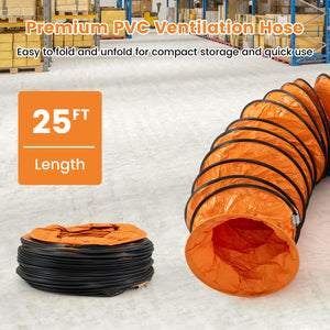 14" Industrial Blower Fan with 25 FT Flexible Duct Hose-Orange