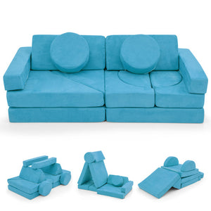 14 PCS Modular Kids Play Couch for Playroom and Bedroom-Blue