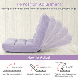 14-Position Adjustable Cushioned Floor Chair-Light Purple