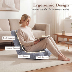 14-Position Adjustable Cushioned Floor Chair-Light Gray