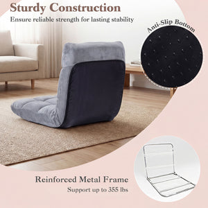 14-Position Adjustable Cushioned Floor Chair-Light Gray