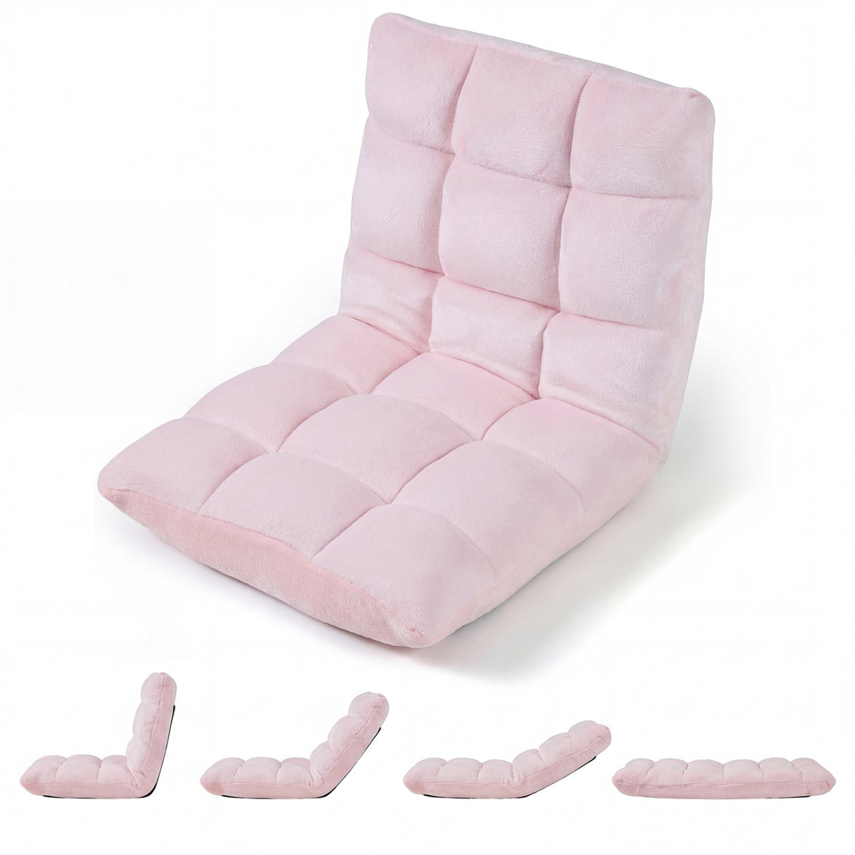 14-Position Adjustable Cushioned Floor Chair-Light Pink