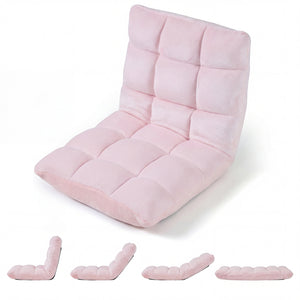 14-Position Adjustable Cushioned Floor Chair-Light Pink