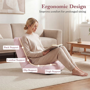 14-Position Adjustable Cushioned Floor Chair-Light Pink