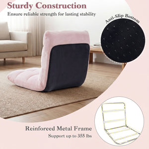 14-Position Adjustable Cushioned Floor Chair-Light Pink