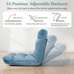 14-Position Adjustable Cushioned Floor Chair-Green