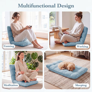 14-Position Adjustable Cushioned Floor Chair-Green