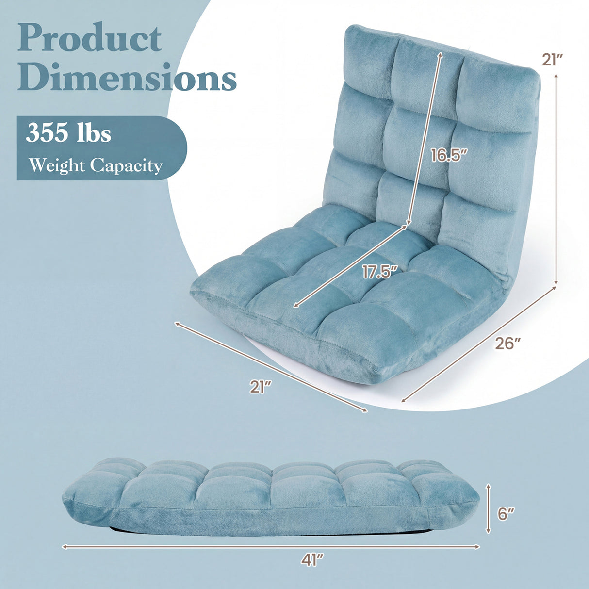 14-Position Adjustable Cushioned Floor Chair-Green