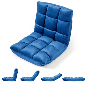 14-Position Adjustable Cushioned Floor Chair-Blue