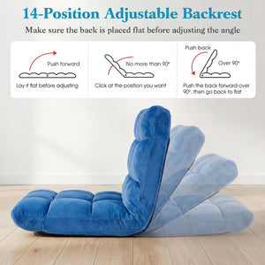 14-Position Adjustable Cushioned Floor Chair-Blue