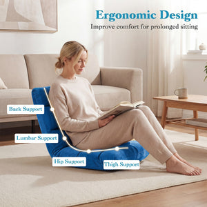 14-Position Adjustable Cushioned Floor Chair-Blue