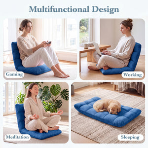 14-Position Adjustable Cushioned Floor Chair-Blue