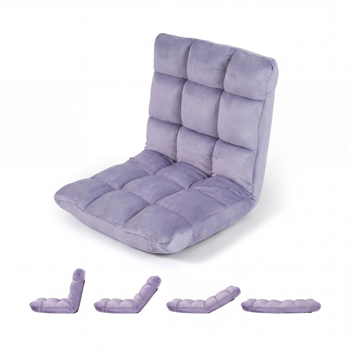 14-Position Adjustable Cushioned Floor Chair-Light Purple