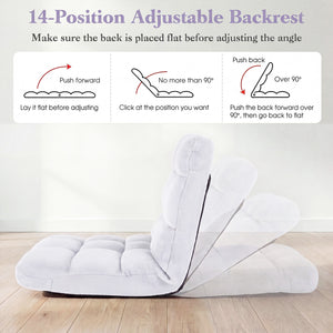 14-Position Adjustable Cushioned Floor Chair-White