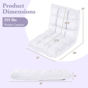 14-Position Adjustable Cushioned Floor Chair-White