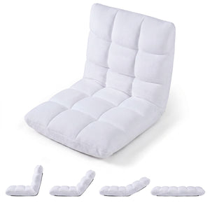 14-Position Adjustable Cushioned Floor Chair-White