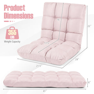14-Position Adjustable Folding Lazy Gaming Sofa-Light Pink