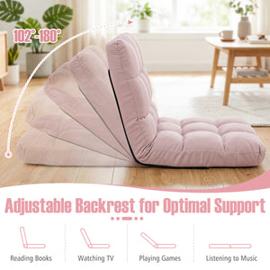 14-Position Adjustable Folding Lazy Gaming Sofa-Light Pink
