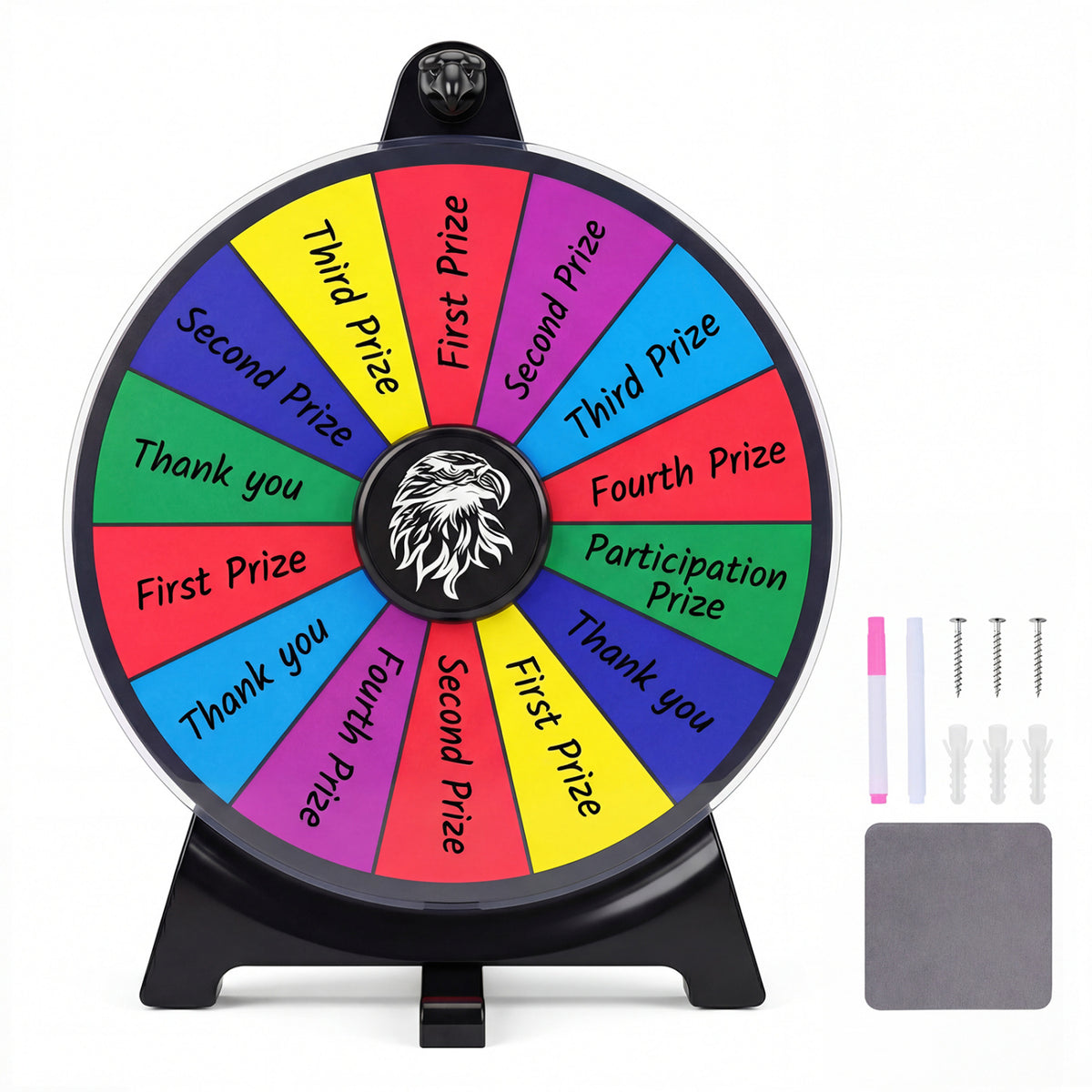 14 Slots Spin Wheel with Blackboard Marker-Multicolor