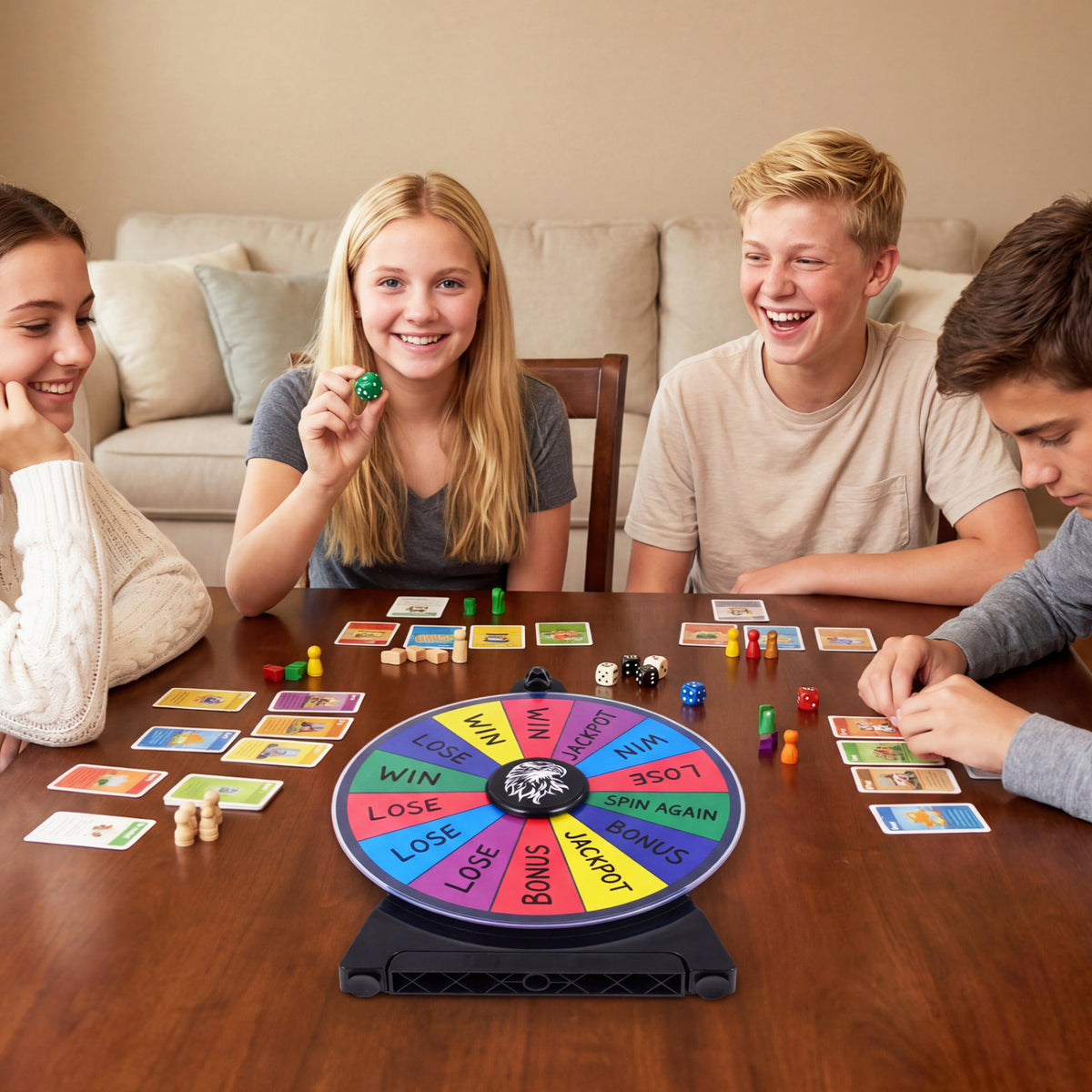 14 Slots Spin Wheel with Blackboard Marker-Multicolor