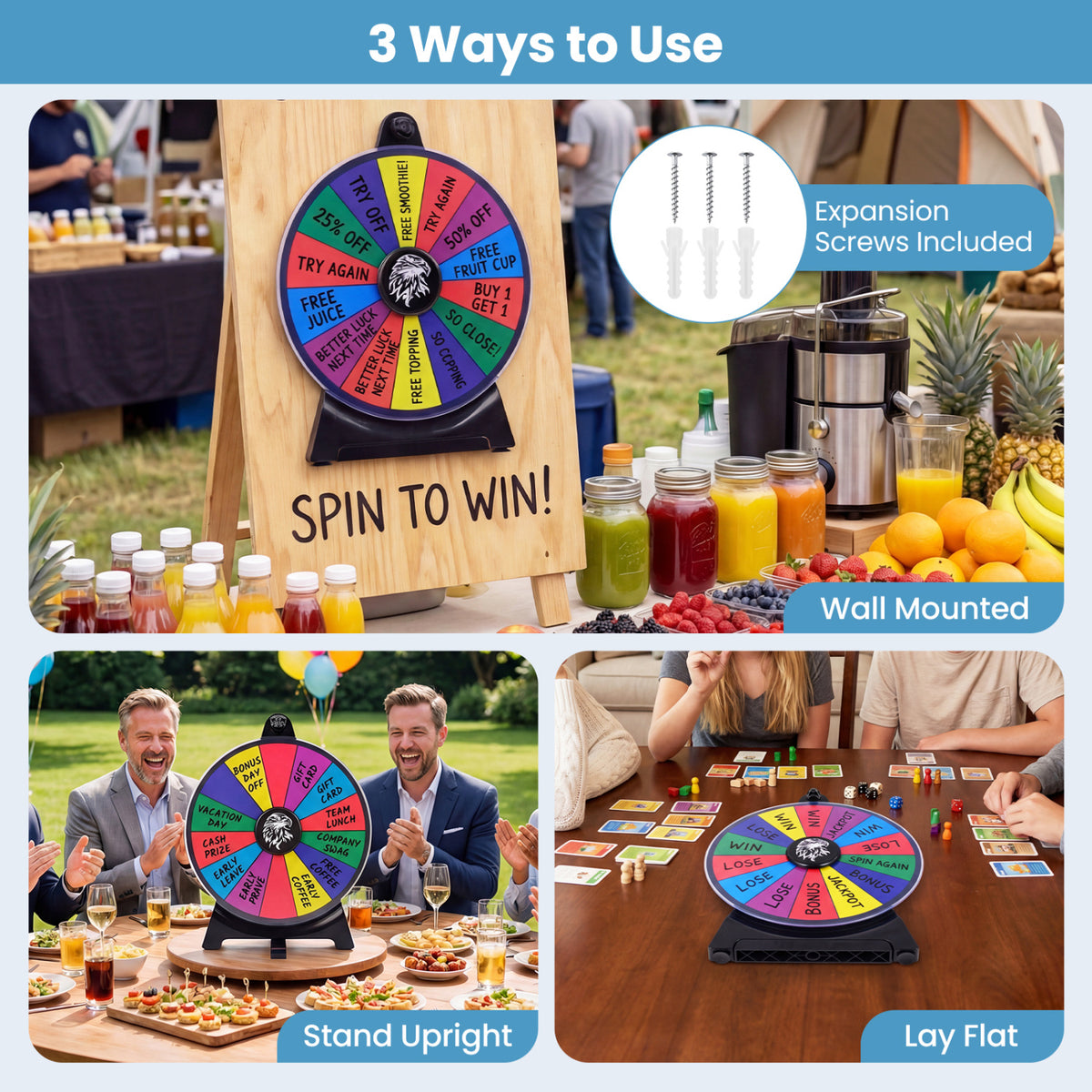 14 Slots Spin Wheel with Blackboard Marker-Multicolor
