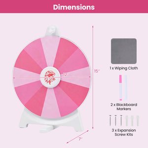 14 Slots Spin Wheel with Blackboard Marker-Pink