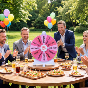 14 Slots Spin Wheel with Blackboard Marker-Pink