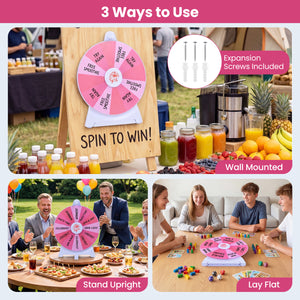 14 Slots Spin Wheel with Blackboard Marker-Pink