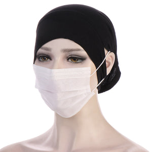 NEW Soft Cotton Hijab Breathable Turban Tie Under Scarf Elegant Ear Hole Stretch Inner Hijabs Lightweight Turban Round Front Under Hijab Caps Female Turban Bonnet