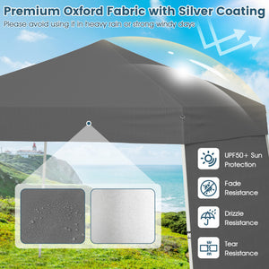 14 x 9.2 Feet Pop up Canopy Tent with 2 Convertible Sidewalls to Awning and Stakes-Gray