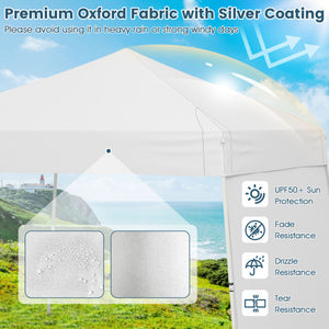 14 x 9.2 Feet Pop up Canopy Tent with 2 Convertible Sidewalls to Awning and Stakes-White