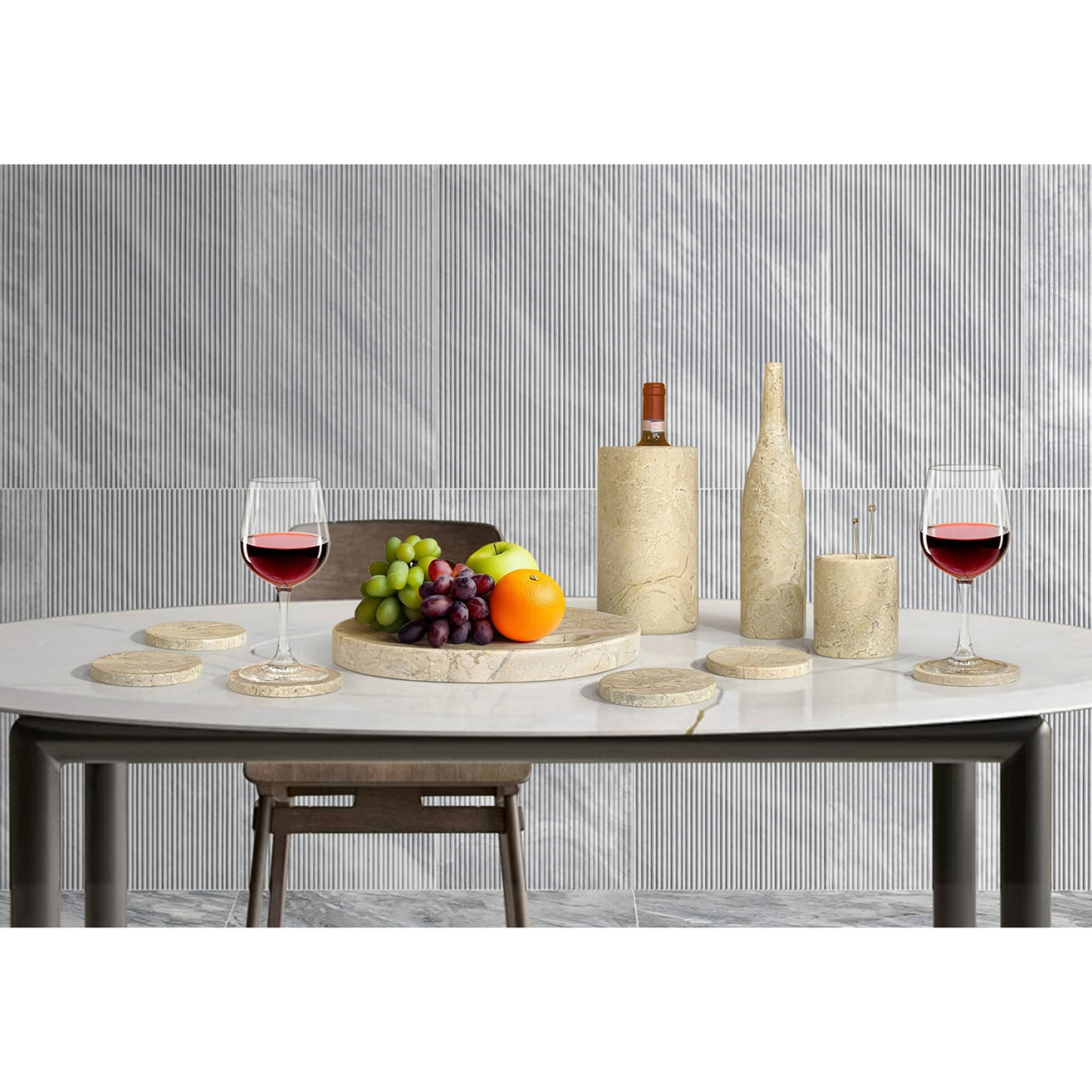 10 Pieces Luxury Natural Marble Dining Room Accessories Set by Couch.com