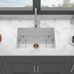 Undermount Single Bowl Ceramic Kitchen Sink, Dual Mount